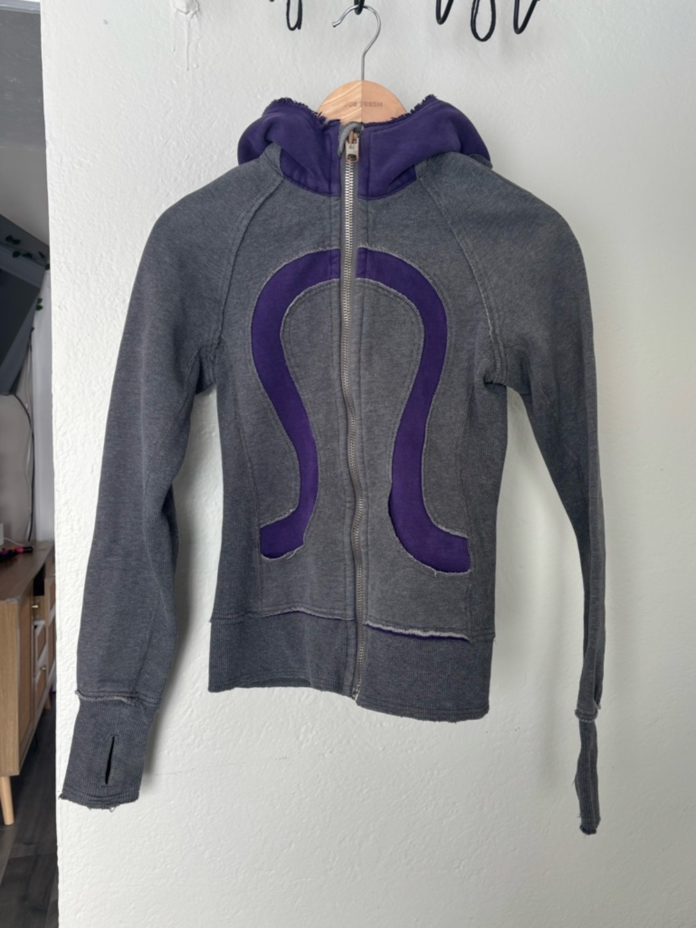 Vintage Lululemon OG Scuba Hoodie | Heathered Grey & Purple | Size 2 | Rare